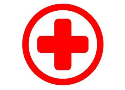 © Sylvia Garbislander Bild zeigt ein Rotes Kreuz auf weißem Hintergrund umrandet ist das Kreuz mit einem roten Kreis und symbolisiert Erste Hilfe